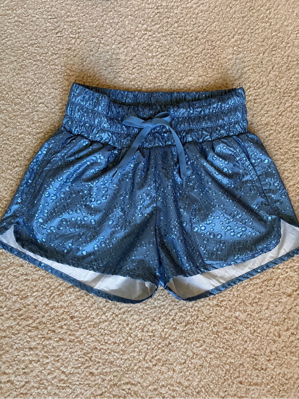 ZYIA Blued Steel Bubbles Hi-Rise Bomber Shorts Lined Sz Small Style 3250 Active